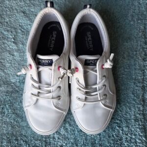 SPERRY TOP-SIDER Girls  Shoes Size 2M White with Memory Foam ~ EUC ~